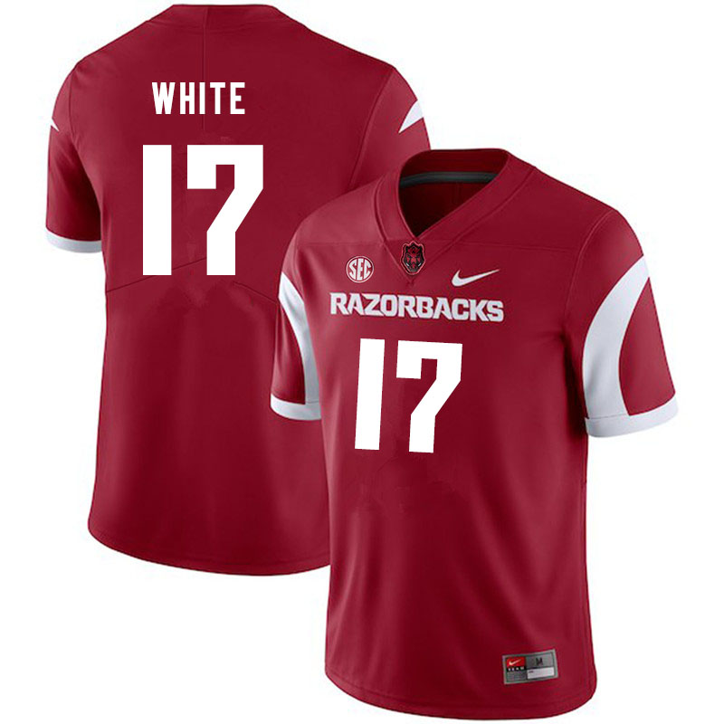 Men #17 John David White Arkansas Razorbacks College Football Jerseys Sale-Cardinal